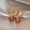 Pendientes Retro Ankora Granada Roja Lujo Accesible Pendientes de Nicho de Gama Alta Pendientes Exquisitos y Elegantes Nuevos Pendientes Chinoserie para Mujer