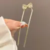 Pasador de Horquilla en Forma de U con Lazo de Pedrería para Mujer, Accesorio de Cabello de Alta Gama para Moño Trasero, Nuevo Accesorio Estilo Chino Qipao