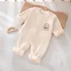 Macacão Bebê Forrado com Lã Estilo Outono e Inverno Lado Duplo Lã Quente Espessado Recém-Nascido Cartoon Macacão Forrado com Lã Bebê