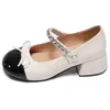 Zapatos de Mujer Estilo Francés Pequeña Fragancia Boca Baja Mary Jane Zapatos Individuales 2026 Nuevo Primavera Retro Tacones Altos Gruesos con Faldas Zapatos Pequeños de Cuero
