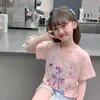Camiseta Infantil Menina Princesa Elsa Manga Curta 2026 Verão Moda Versátil Doce Tendência para Meninas e Crianças
