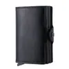 Cartera con tarjetero automático emergente de metal PU con patrón de fibra de carbono integrado, billetera plegable de aleación de aluminio, productos genuinos para hombre, anti-magnética