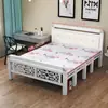 Cama plegable para uso doméstico, cama doble con estructura de hierro y colchón, cama sencilla para viviendas de alquiler, cama de tablero duro, cama para siesta en la oficina, cama individual