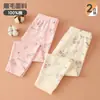 Pantalones térmicos de algodón para niñas, leggings de algodón 100% puro con dibujos animados, ropa interior de bebé sin costuras cepillada