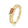Anillo de circonita cuadrada con diseño ajustable y apertura para mujer, de estilo europeo y americano, con un nicho simple y sinuoso.