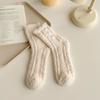 Calcetines de coral para mujer de otoño e invierno, calcetines cálidos engrosados con forro polar, calcetines de rizo con lazo para interior, calcetines de dormir de luna