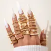 Conjunto de Anéis Femininos Cruzados Criativos Simples de Temperamento Anéis Empilháveis Ajustáveis Abertos com Pedras Strass Inlaid de Alta Qualidade
