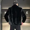 Ropa de Abrigo de Invierno para Hombre Terciopelo de Visón Algodón Ropa de Abrigo Color Sólido Engrosada Chaqueta Cálida Moda Tendencia Ropa de Abrigo de Imitación de Piel Estilo Corto