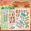 Yuxian Pegatinas de Paisaje Grande en Miniatura para Mascotas Edición Ciudad Suzhou Visual 3D Casas Apiladas Paisaje para Diario Libro Silencioso