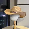 Sombrero de Vaquero Occidental Retro Americano de Nuevo Estilo para Mujer con Ala Ancha, Protección Solar, Circunferencia de Cabeza Grande, Sombrero para Senderismo al Aire Libre, Sombrero de Sol para Viaje