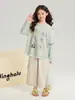 Pudding Haru Estilo Dibujos Animados Bloques de Color Camiseta Falsa de Dos Piezas Manga Larga 2026 Verano para Niñas Delgado Top Protector