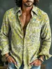 Camisa de Manga Larga Casual con Estampado Floral Artístico de Nuevo Estilo Transfronteriza con Impresión Digital 3D, Hecha a Medida, Pedido Mínimo Una Pieza