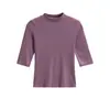 Nueva Camiseta de Tencel con Cuello Alto para Mujer Primavera y Verano, Nuevo Crop Top Estilo Coreano Delgado para Verano