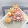 Llaveros y colgantes para bolsos de dibujos animados lindos con flocado 3D para niños de tres años, pequeños accesorios de moda de transmisiones en vivo