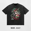 Camiseta Informal Holgada de Manga Corta con Estampado de Dibujos Animados y Anime, Algodón Lavado Transpirable Delgado de Verano, Transfronteriza, 230g