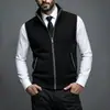 Cardigan Masculino Outono Inverno Colete Tricô Engrossado Mais Veludo Gola Alta Capa Sem Mangas Suéter Colete Jaqueta