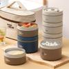 Caja de Almuerzo de Acero Inoxidable Grado Alimenticio 316L Redonda Portátil Simple para Microondas Oficina Estudiante Tazón de Sopa Multicapa