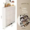 Zapatero abatible ultrafino para apartamentos pequeños, estilo crema, mueble de entrada de gran capacidad, zapatero de fácil montaje
