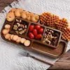 Bandeja de Madeira de Acácia para Uso Doméstico, Bandeja Dividida para Biscoitos e Salgadinhos, Bandeja de Servir de Mesa, Bandeja de Queijo para Delicatessen