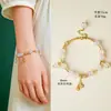 Pulseira de Contas com Pedras Naturais Multi-Pedras Estrelas Felizes para Mulheres, Joia de Pulseira de Ágata de Cristal Fresca e Doce
