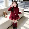 Falda Nueva Estilo Otoño/Invierno para Niñas 2026 Vestido de Princesa para Niñas Conjunto de Dos Piezas Espeso con Felpa Ropa de Invierno para Bebé de Moda