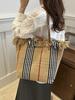 2024 Nueva Bolsa Tote de Lona para Viajero Moda Hombro de Gran Capacidad Borla Combinable Bolsa Tejida Bolsa de Lona