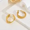 Pendientes de Aro Grandes Lisos Exagerados de Acero Inoxidable Dorado Transfronterizos Europeos y Americanos, Lujo Ligero, Gama Alta, para Mujer, Brazaletes de Oreja de Diseñador de Nicho