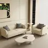 Sofá de dos plazas para espacios pequeños, estilo nube de tela color crema, adecuado para salas de estar, apartamentos de alquiler, oficinas, áreas de recepción y dormitorios