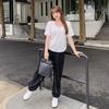 Pantalones de calle fritos para chica gordita de 200 kg talla grande moda casual pantalones ajustados figura de pera suéter pantalones tendencia 3031