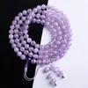 Pulsera Colgante de Cristal Morado Lavanda Natural de 108 Cuentas Plata de Ley S925 Pulsera Central Giratoria