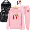 Comércio Exterior Outono e Inverno Conjunto de Três Peças de Moletom com Capuz, Calça de Moletom e Colete de Algodão Masculino e Feminino para Casais Roupa Casual com Forro de Lã