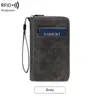 Bolsa de Almacenamiento de Pasaporte RFID Nueva Transfronteriza, Cartera Larga Retro con Cremallera de Gran Capacidad, Bolsa de Pasaporte de Viaje Multifuncional