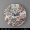 Reloj de Pared Redondo de Metal con Textura de Mármol Simple para Sala de Estar, Decoración de Arte de Pared, Adornos, Reloj Creativo Silencioso