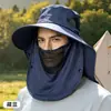 Sombrero de pescador para exteriores con protección solar integral, con protector de cuello y protector facial desmontables, sombrero de pesca para hombre con ala ancha