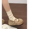 Sapatos Birkenstock de sola grossa estilo francês para mulheres, novo modelo de outono 2026, que aumentam a altura, adequados para saias, com sola macia, versáteis, sapatos Mary Jane retrô