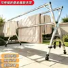 Perchero de pie sin instalación Vertical retráctil Plegable Barra de secado Almacenamiento simple Balcón Exterior Colgador de ropa Al por mayor