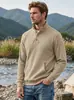 Ropa de hombre de Amazon transfronteriza otoño e invierno tejido gofrado color liso media cremallera cuello alto jersey sudadera casual manga larga de comercio exterior