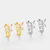 Pendientes de Mariposa de Circonita Nuevos Transfronterizos, Frescos, Delicados, Versátiles, Elegantes Clips para Orejas de Mujer, Pendientes de Moda y de Alta Gama