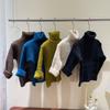 Estilo Coreano Meninos e Meninas Listra de Poço Macacão de Veludo Espessado Gola Alta Suéter Camisa Base Infantil Cor Sólida Tricô Peça de Cima Versátil