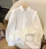 Camisa de Manga Larga con Solapa de Polo y Perlas Azules para Mujer, Diseño Nuevo, Top de Nicho, Camisa Elegante, Moderna A10431