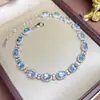 Pulseira de Tanzanita Natural da Moda, Granada, Topázio Azul, Incrustação de Prata 925, Elegante e Versátil, Direto do Fabricante