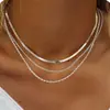 Estilo Bohemio Transfronterizo Europeo y Americano Cadena Plana Apilada Gargantilla Europea y Americana Moda Femenina de Moda Cadena de Metal con Forma de Hoja Collar