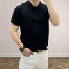 Camisa Polo de Punto Fino de Seda Helada para Hombre con Cuello de Solapa y Estampado de Piña, Color Sólido de Manga Corta, Casual Versátil, Una Pieza, Envío Directo