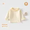 Top de encaje de alta gama estilo coreano, diseño elegante, camiseta básica para niñas, niños y bebés