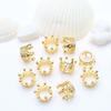 Color oro 14K reteniendo color corona cuentas de agujero grande micro incrustadas circonita flor sombrero anillo cuentas con cuentas accesorios hechos a mano diy