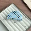 Presilha de garra em tecido azul de bolinhas estilo francês, presilha de tubarão grande simples para coques do dia a dia, acessório de cabelo elegante para meninas