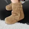 2026 Novas Botas Curtas Empilhadas para Aumentar a Altura Femininas Fivela de Cinto Escondida Aumento de Altura Superfície Macia Fácil de Usar para Sair e Ir ao Trabalho Botas de Cano Curto Femininas