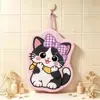 Toalla de Mano de Gato Linda, Adorable Vellón de Coral, Colgable, Engrosada, Absorbente, Secado Rápido, Paño de Cocina, Toalla de Mano para Baño