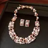 Pendientes y Collar de Perlas con Cuentas Tachonados de Diamantes Vintage de Segunda Mano, Cadena para Clavícula de Lujo Ligero de Nicho, Set de Joyería Versátil para Mujer