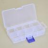 Caja de almacenamiento de plástico extraíble de 8 compartimentos, 8 botones transparentes para accesorios electrónicos de bricolaje, caja de componentes de plástico rectangular con cuentas